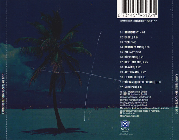 CD RAMMSTEIN "Sehnsucht" (EX/EX CD) 