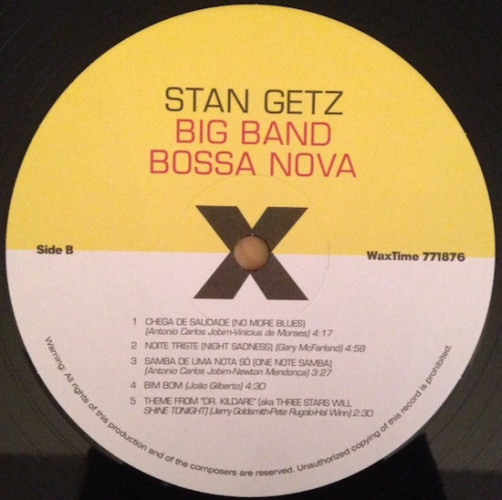 Виниловая пластинка STAN GETZ "Big Band Bossa Nova" (LP) 