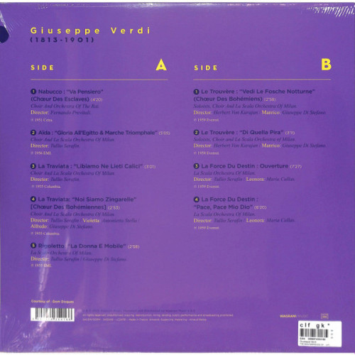 Виниловая пластинка VERDI "The Masterpieces Of Giuseppe Verdi" (LP) 