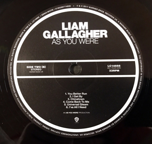 Виниловая пластинка LIAM GALLAGHER "As You Were" (LP)