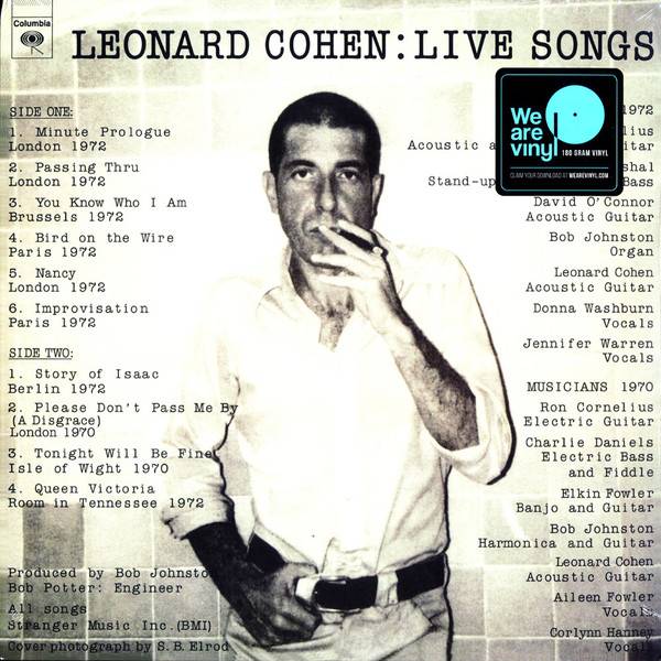 Виниловая пластинка LEONARD COHEN "Live Songs" (LP) 