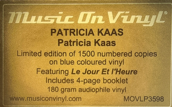 Виниловая пластинка PATRICIA KAAS "Patricia Kaas" (BLUE LP)