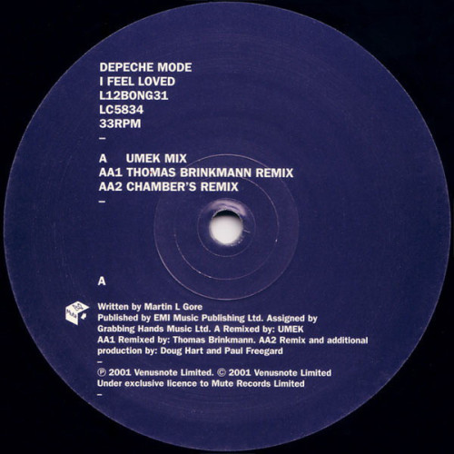 Виниловая пластинка DEPECHE MODE "I Feel Loved" (MUTE L12BONG31 LP) 