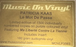 Виниловая пластинка PATRICIA KAAS "Le Mot De Passe" (PURPLE LP)