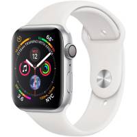 Apple Watch Series 4 GPS 44mm Silver Aluminum Case with White Sport Band