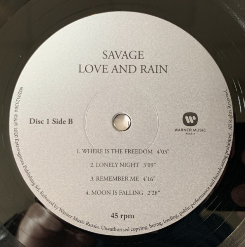 Виниловая пластинка SAVAGE "Love And Rain" (2LP) 