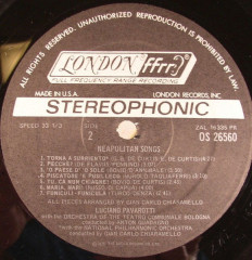 LUCIANO POVAROTTI "O Sole Mio Favorite Neapolitan Songs" (LP)