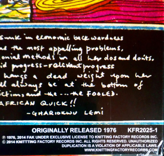 Виниловая пластинка FELA AND AFRIKA 70 "Zombie" (LP) 