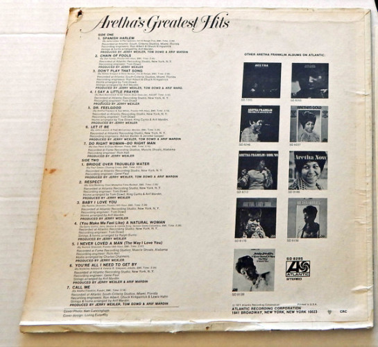 Виниловая пластинка ARETHA FRANKLIN "Aretha Franklin`s Greatest Hits" (VG/VG LP)
