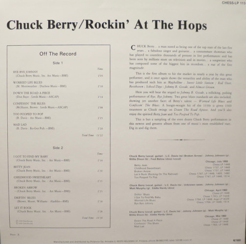 Виниловая пластинка Chuck Berry ‎"Rockin' At The Hops" (LP) 