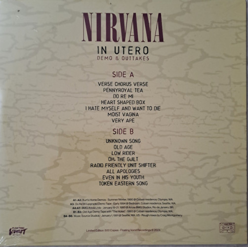 Виниловая пластинка NIRVANA "In Utero Demos & Outtakes" (LP) 