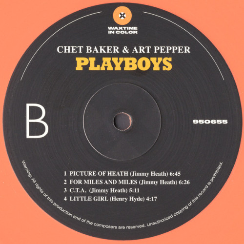 Виниловая пластинка CHET BAKER & ART PEPPER "Playboys" (ORANGE LP) 